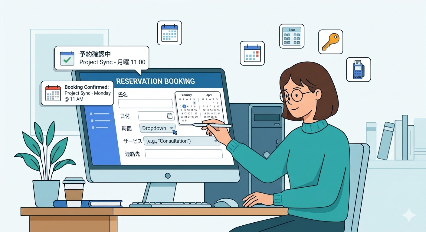 専用フォームから予約を申し込む画面