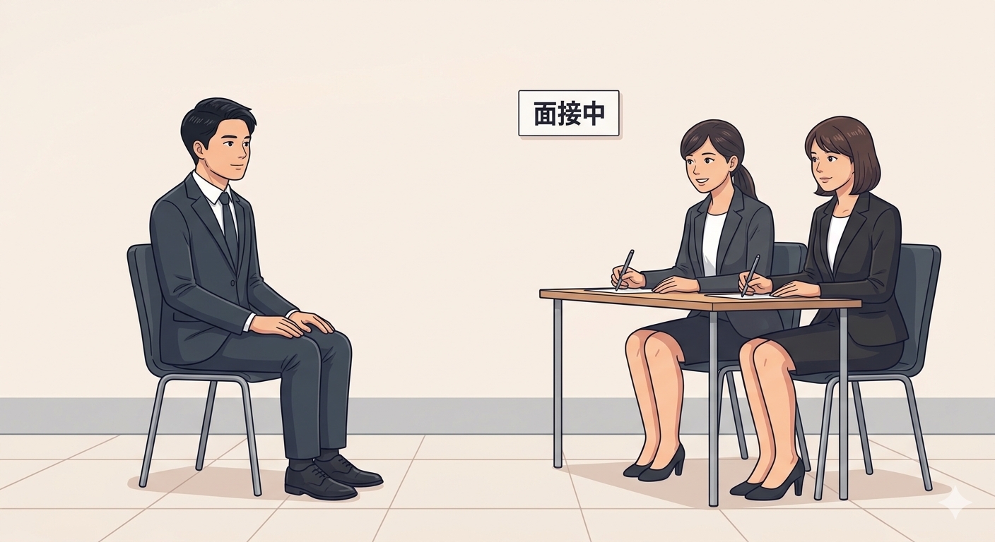 面接会場と待合室を分けて利用するイメージ